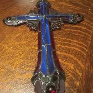 Genuine Stained Glass Ornate Cross